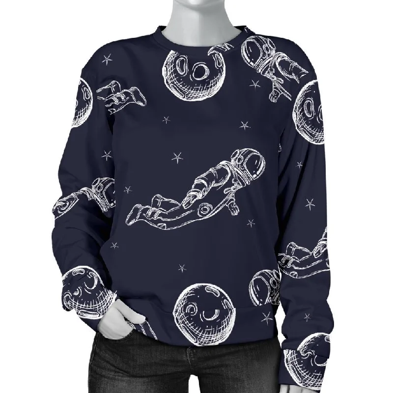 Pattern Print Astronaut Women's Sweatshirt Hoodie with Patch Decorative Personalized