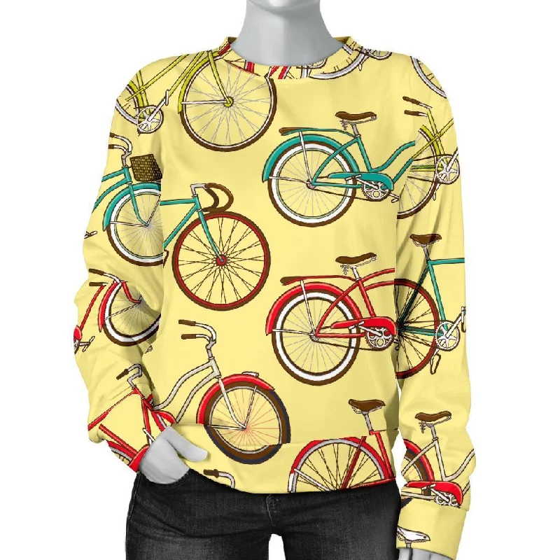 Pattern Print Bicycle Women's Sweatshirt Hoodie with Hood Adjustable Protection