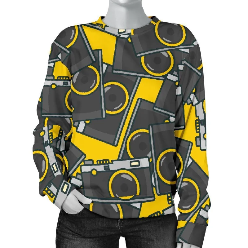 Pattern Print Camera Women's Sweatshirt Hoodie with Earth Tones Natural Calm