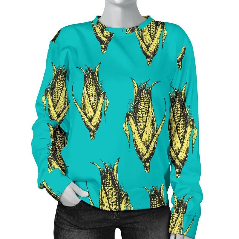 Pattern Print Corn Women's Sweatshirt Hoodie with Drawstring Waist Adjustable Fitted