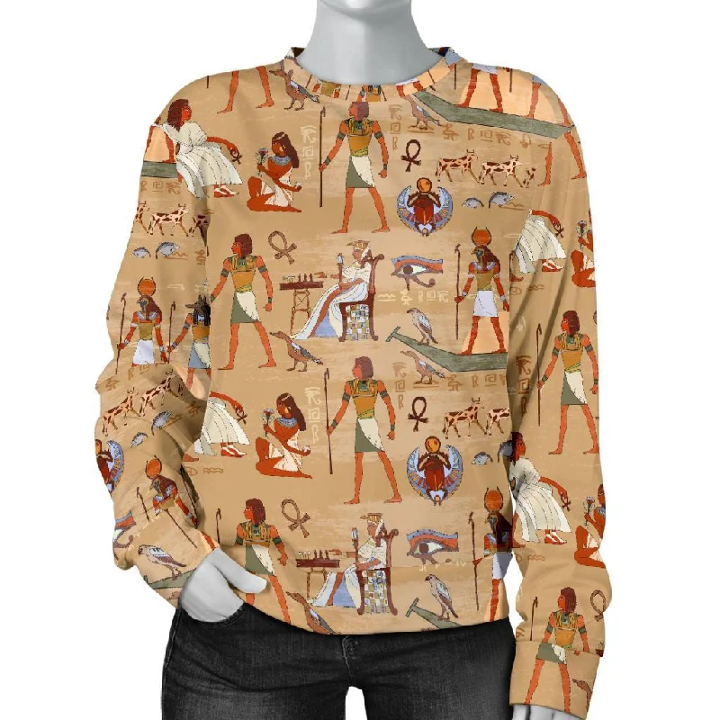 Pattern Print Egyptian Women's Sweatshirt Hoodie with Patch Decorative Personalized