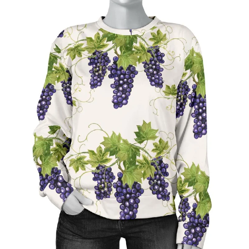 Pattern Print Grape Wine Women's Sweatshirt Hoodie with Drop Shoulder Relaxed Streetwear