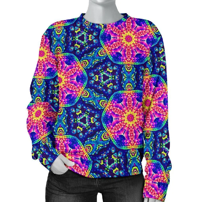Pattern Print Kaleidoscope Women's Sweatshirt Hoodie with Side Slits Relaxed Casual