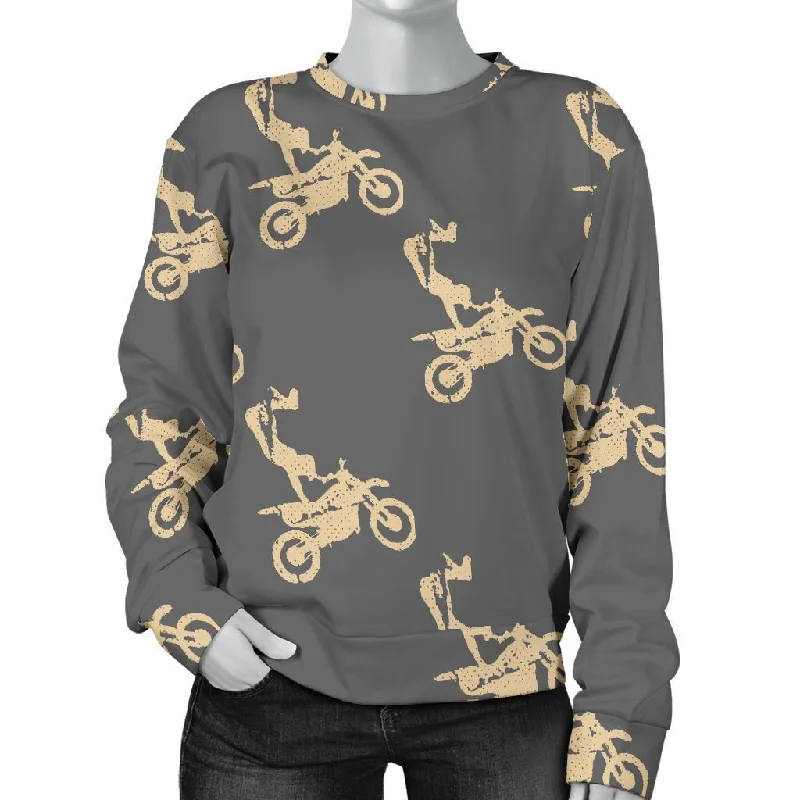 Pattern Print Motocross Women's Sweatshirt Hoodie with Set-In Sleeves Structured Classic