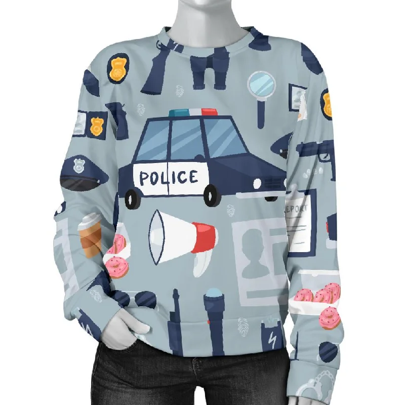 Pattern Print Police Women's Sweatshirt Hoodie with Turtle Neck Cozy Winter