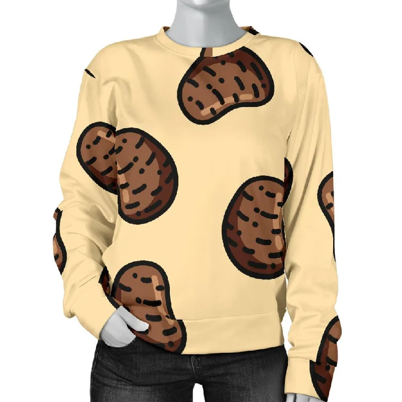 Pattern Print Potato Women's Sweatshirt Hoodie with Hood Adjustable Protection