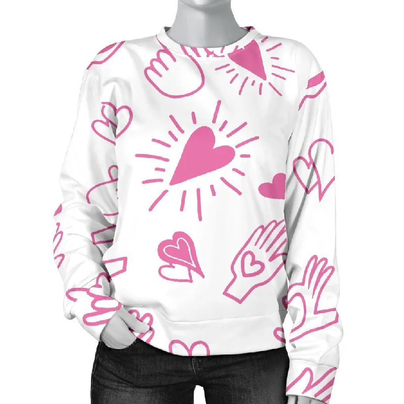 Pattern Print Sign Language Women's Sweatshirt Hoodie with Zipper Versatile Modern
