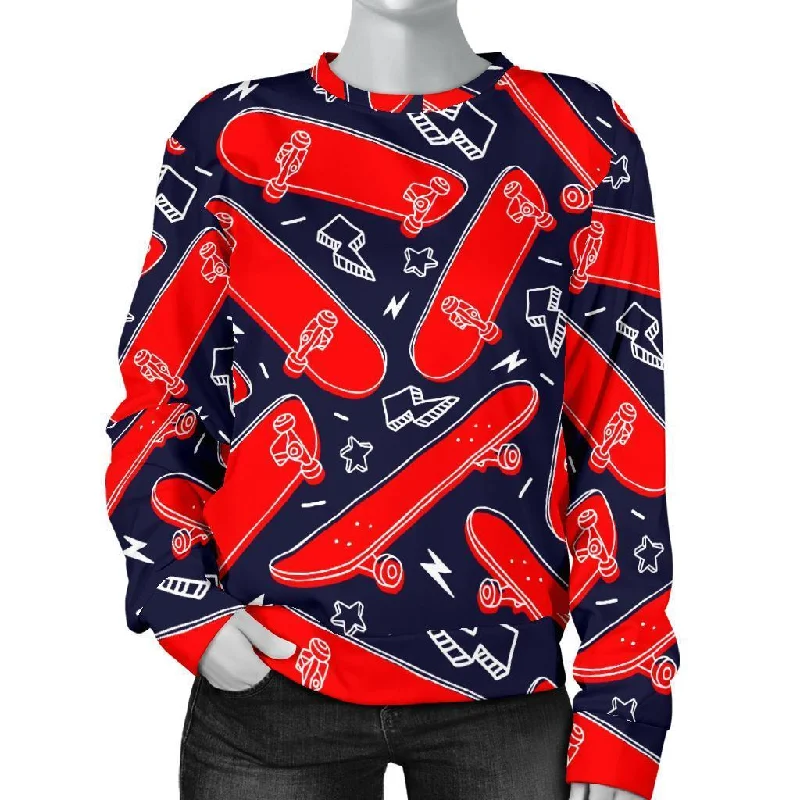Pattern Print Skateboard Women's Sweatshirt Hoodie with Belted Waist Structured Tailored