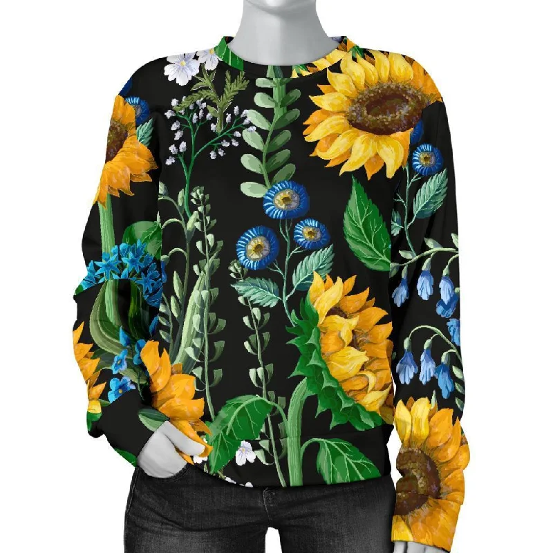 Pattern Print Sunflower Cartoon Women's Sweatshirt Hoodie with Raglan Sleeves Sporty Comfortable Pattern Print Sunflower Cartoon Women's Sweatshirt Hoodie with Raglan Sleeves Sporty Comfortable