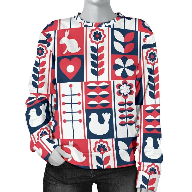 Pattern Print Swedish Women's Sweatshirt Hoodie with Double Zipper Versatile Adjustable Pattern Print Swedish Women's Sweatshirt Hoodie with Double Zipper Versatile Adjustable