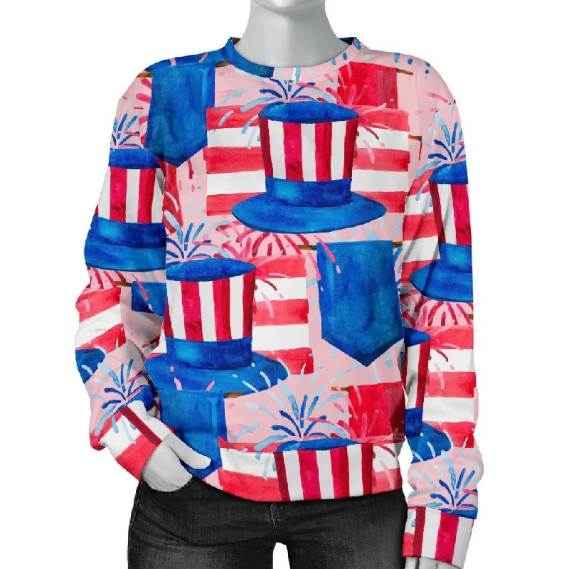 Pattern Print Uncle Sam Women's Sweatshirt Hoodie with Pattern Geometric Abstract