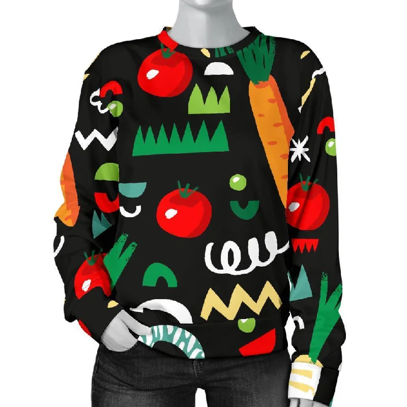 Pattern Print Vegan Women's Sweatshirt Hoodie with Button Classic Timeless