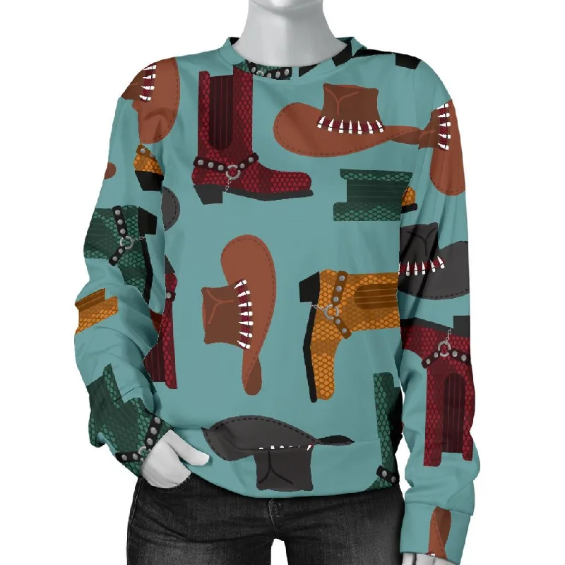 Pattern Print Western Cowboy Women's Sweatshirt Hoodie with Reflective Safety Nightwear Pattern Print Western Cowboy Women's Sweatshirt Hoodie with Reflective Safety Nightwear