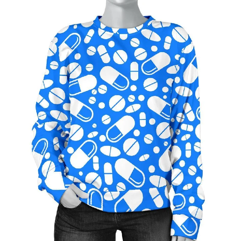 Pharmacy Pattern Print Women's Sweatshirt Hoodie with Hem Detail Decorative Unique