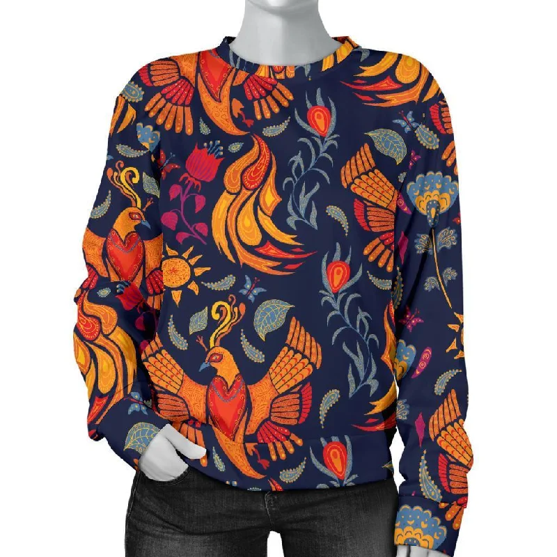 Phoenix Pattern Print Women's Sweatshirt Hoodie with Hem Detail Decorative Unique