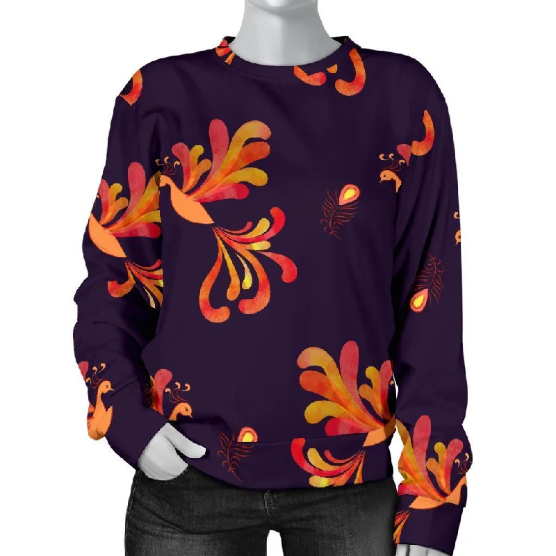 Phoenix Print Pattern Women's Sweatshirt Hoodie with Mesh Breathable Sporty