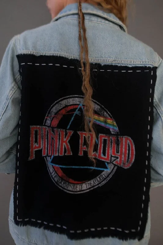 Pink Floyd Hand Stitched Denim Jacket Herringbone Jacket Checkered Jacket Solid Jacket