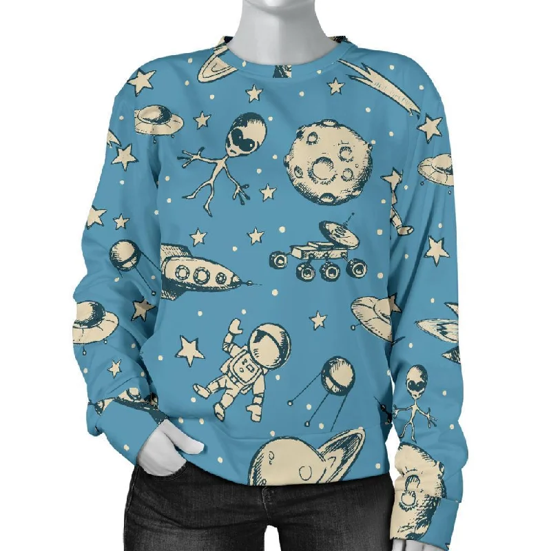 Planet Pattern Print Women's Sweatshirt Hoodie with Gradient Ombre Colorful