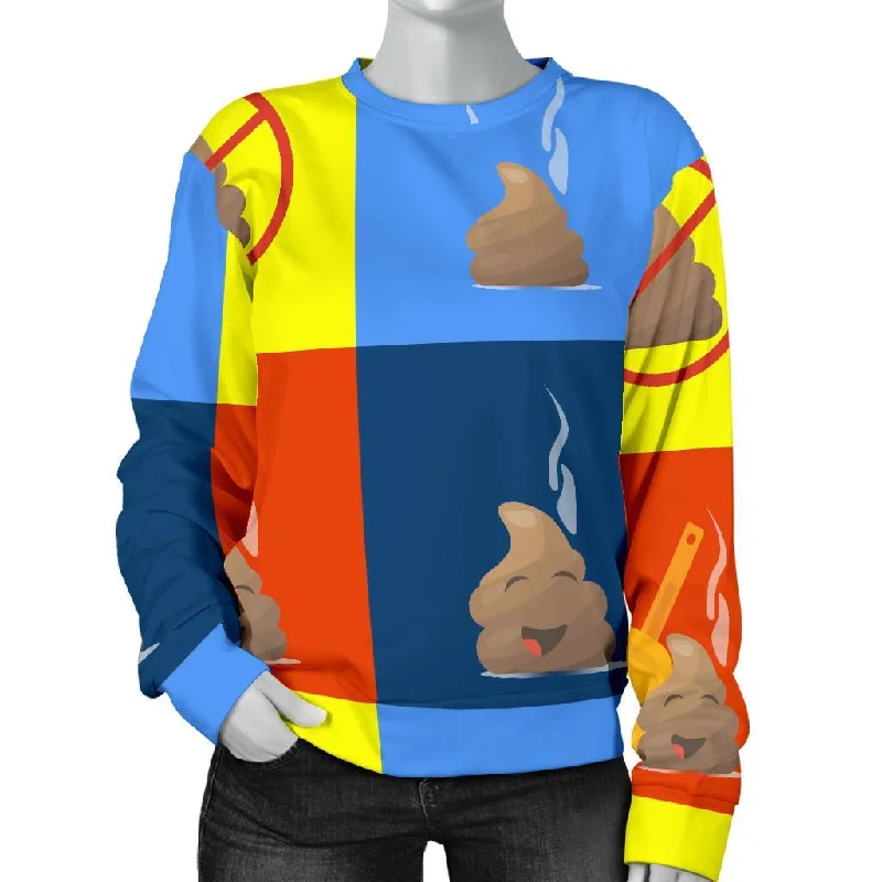 Poop Emoji Pattern Print Women's Sweatshirt Hoodie with Hem Patch Decorative Personalized Poop Emoji Pattern Print Women's Sweatshirt Hoodie with Hem Patch Decorative Personalized