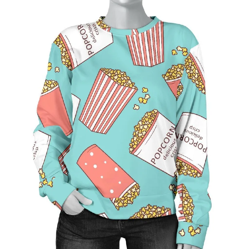 Popcorn Pastel Pattern Print Women's Sweatshirt Hoodie with Tied Waist Feminine Flattering Popcorn Pastel Pattern Print Women's Sweatshirt Hoodie with Tied Waist Feminine Flattering