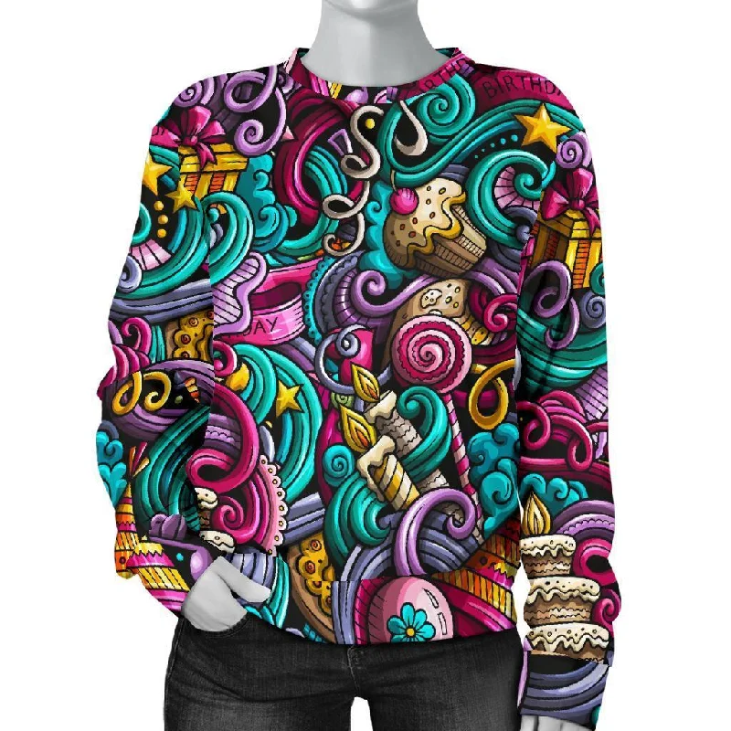 Print Pattern Birthday Women's Sweatshirt Hoodie Sweatshirt Pullover