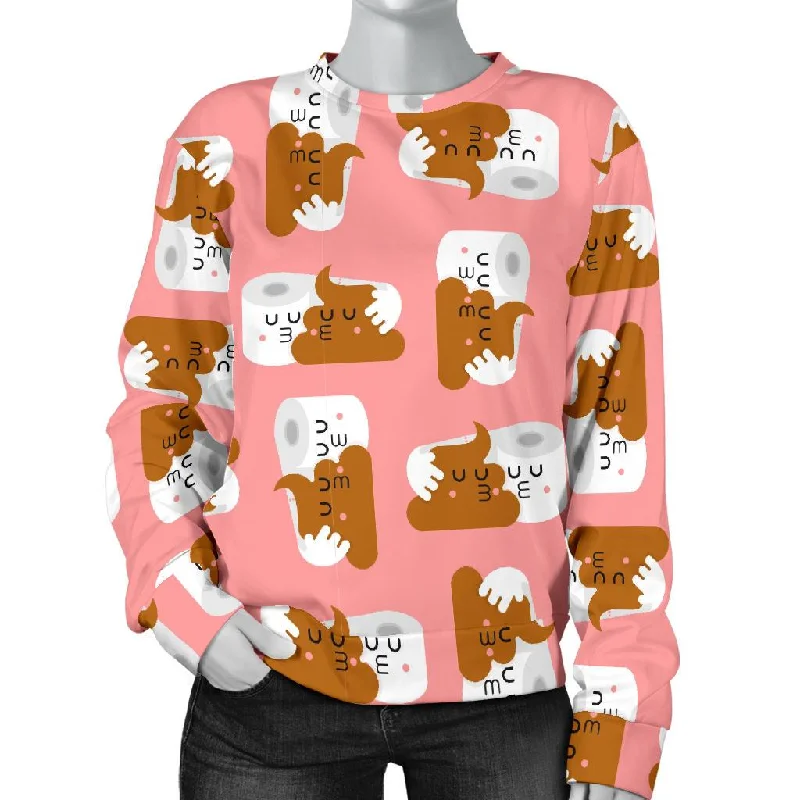 Print Pattern Emoji Poop Women's Sweatshirt Hoodie with Hem Applique Textured Unique Print Pattern Emoji Poop Women's Sweatshirt Hoodie with Hem Applique Textured Unique