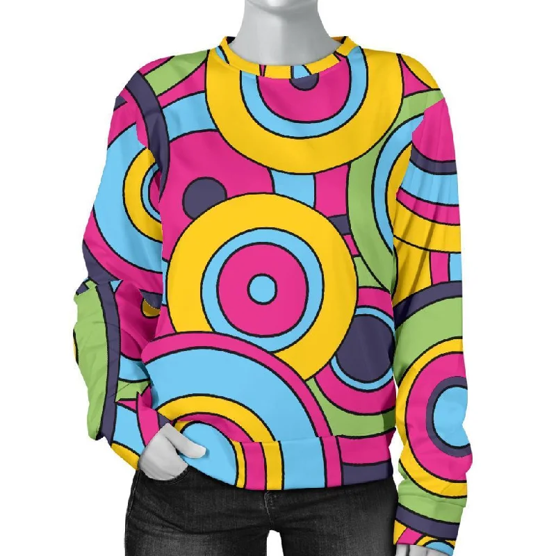 Psychedelic Colorful Print Pattern Women's Sweatshirt Hoodie with Oversized Fit Loose Comfortable