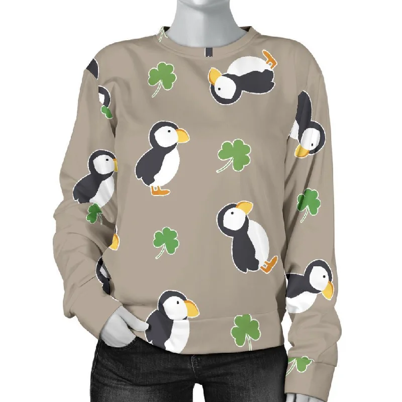 Puffin Print Pattern Women's Sweatshirt Hoodie with Slim Fit Tailored Modern