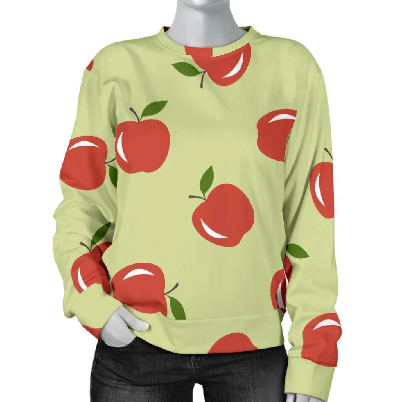 Red Apple Print Pattern Women's Sweatshirt Zip Hoodie Drawstring Kangaroo Pocket