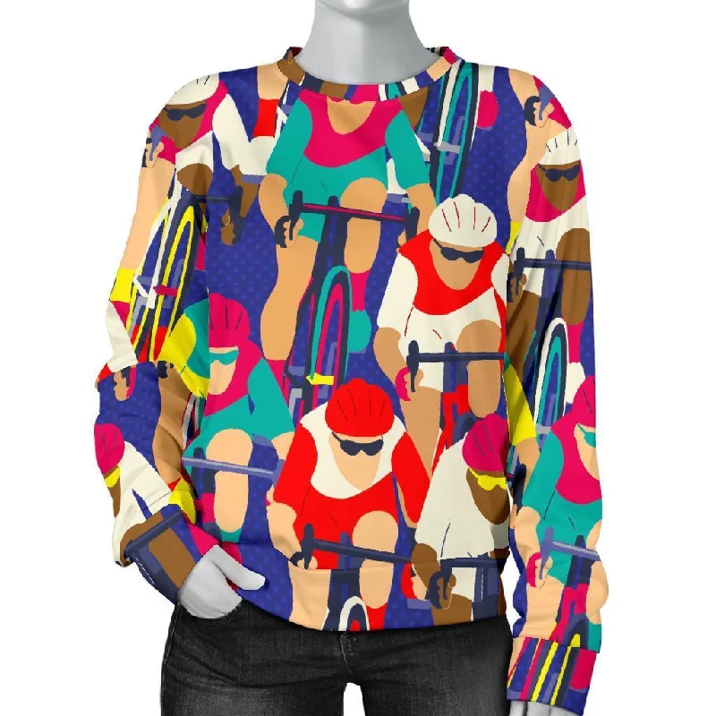 Ride Bicycle Pattern Print Women's Sweatshirt Oversized Hoodie Comfort Casual