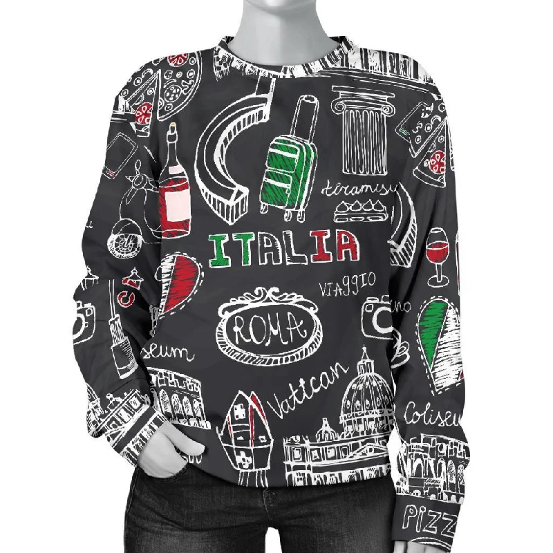 Rome Italy Pattern Print Women's Sweatshirt Hoodie Jacket Zipper Layering