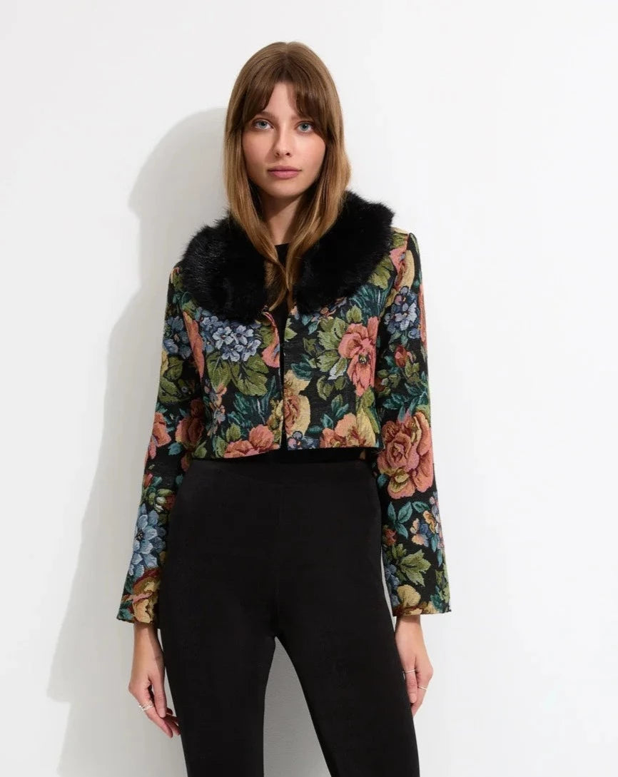 Monarch Cropped Jacket | Tapestry Jersey Jacket Tulle Jacket Batik Jacket