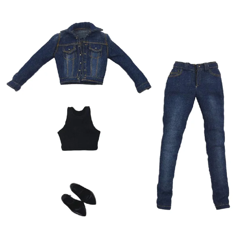 Maxbell 1/6 Scale Denim Jacket Jeans Vest High Heel Shoes Set for 12" Action Figures Stylish High-Waist Jeans Maxbell 1/6 Scale Denim Jacket Jeans Vest High Heel Shoes Set for 12" Action Figures Stylish High-Waist Jeans