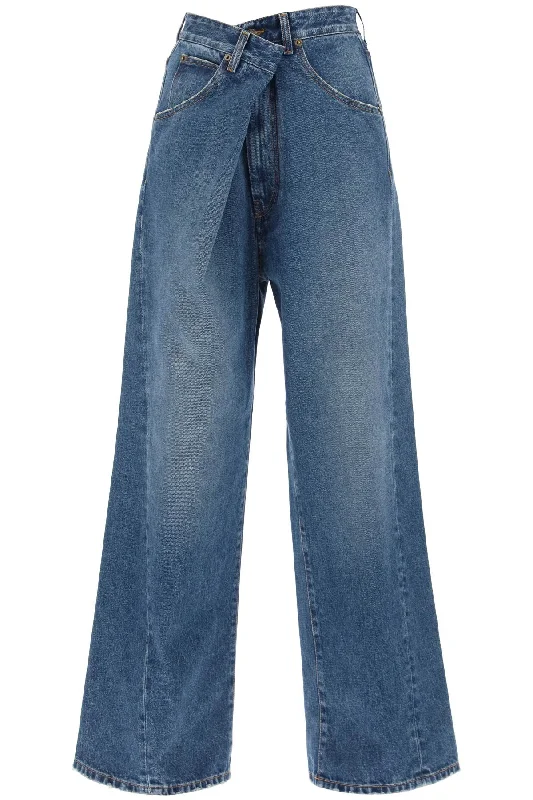 'ines' Baggy Jeans With Folded Waistband  - Light Blue Comfortable Boyfriend Jeans