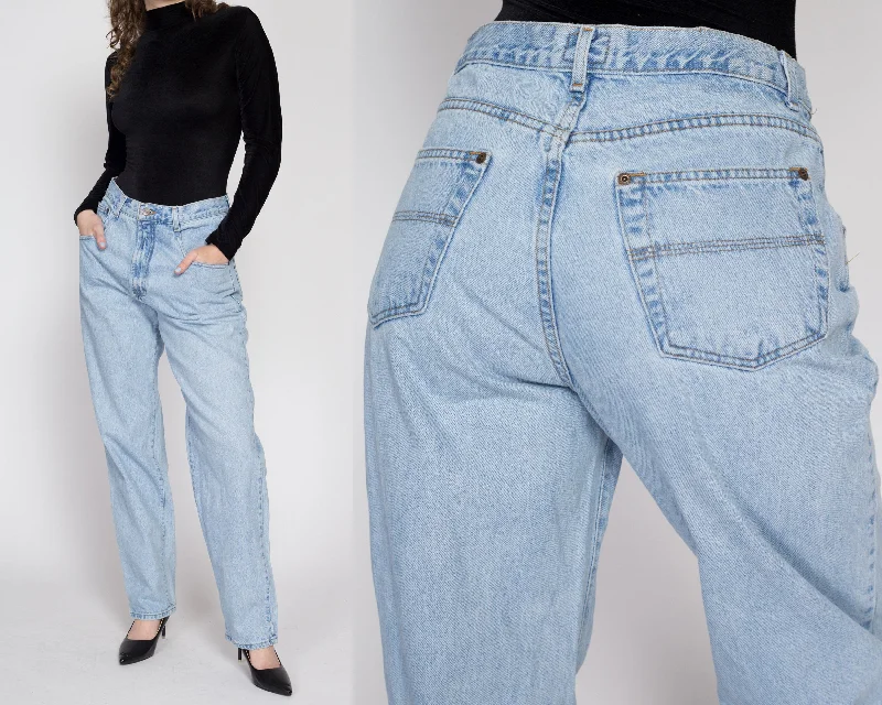 33x32 90s Light Wash High Waisted Dad Jeans Unisex Elegant Tapered Leg Denim