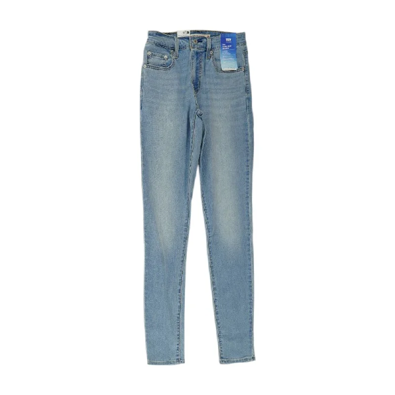 721 Blue Solid High Rise Skinny Leg Jeans Stylish High-Waisted Denim