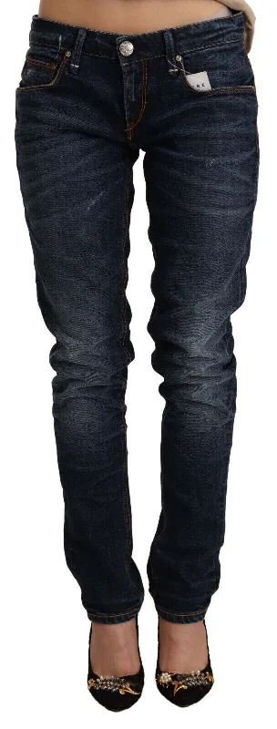 Acht  Washed Cotton Low Waist Skinny  Women's Jeans Comfortable Stretch Fit Jeans