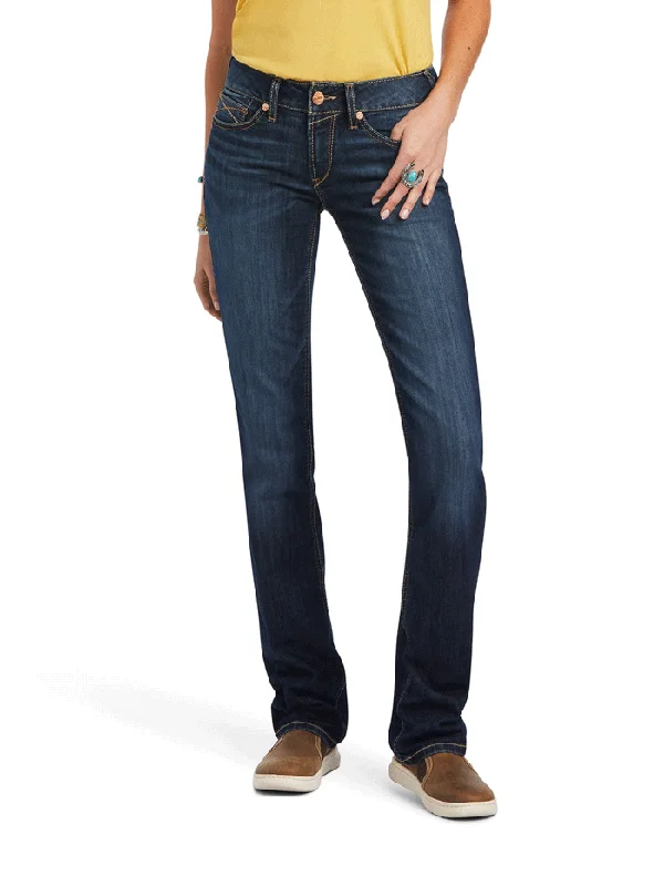 Ariat 10041060 Womens REAL Mid Rise Octavia Straight Jean Burbank Comfortable Ankle Jeans