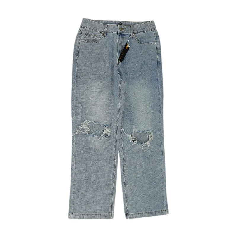 Blue Solid Jeans Casual Straight-Leg Jeans