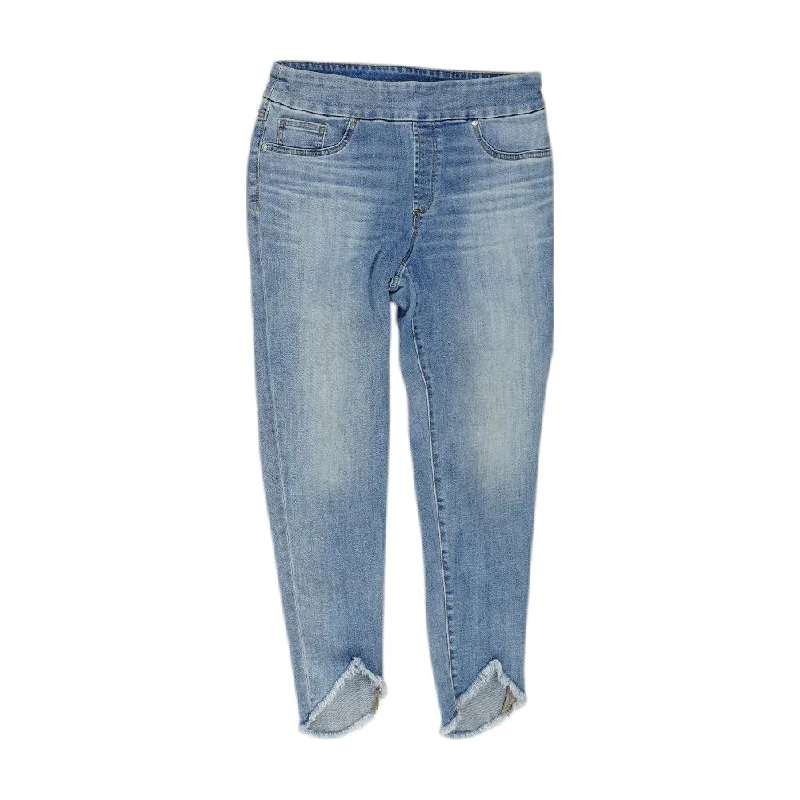 Blue Solid Skinny Leg Jeans Fashionable Raw Edge Jeans