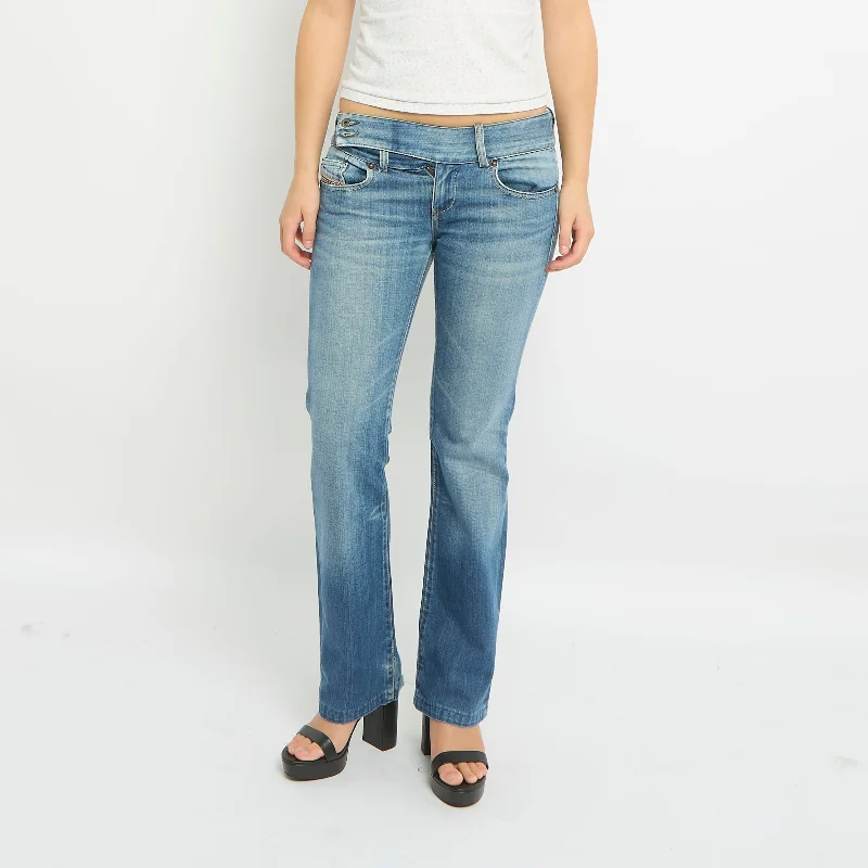 Diesel Straight Leg Belt Detail Jeans- UK 14 Trendy Bootcut High-Waisted Jeans