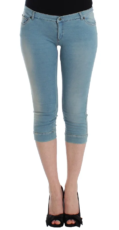 Ermanno Scervino  Capri Pants Cropped Women's Jeans Stylish Shredded Denim Jeans