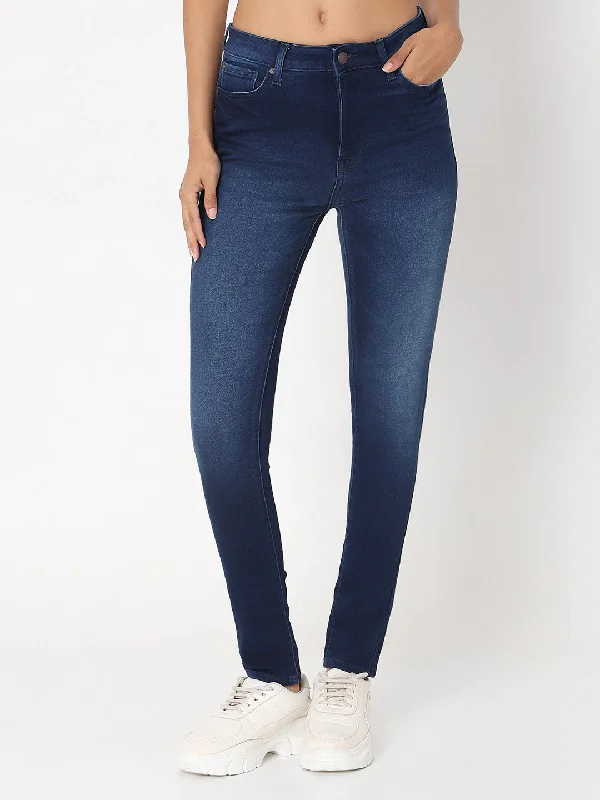 Spykar Women Skinny Fit High Rise Jeans Comfortable Full-Length Denim Jeans