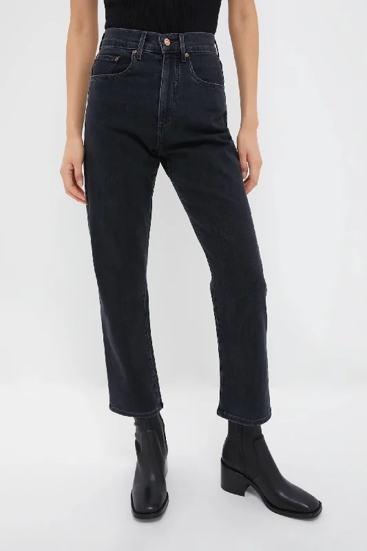 Fade to Black Indy Easy Bow High Rise Jean Stylish Paperbag Waist Denim