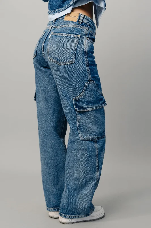 Flap Play Cargo Jeans Fashionable Button-Front Jeans