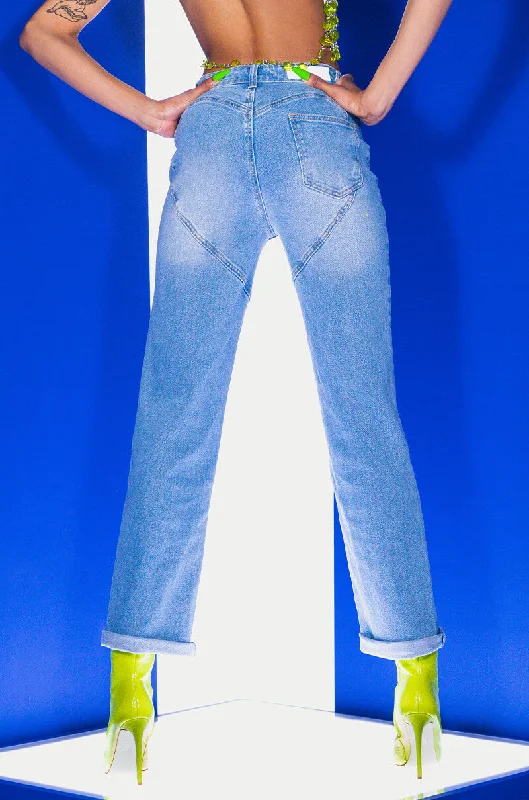 FOR THE LOVE OF BOOTY HIGH RISE STRAIGHT LEG JEANS Trendy Skinny High-Waist Jeans