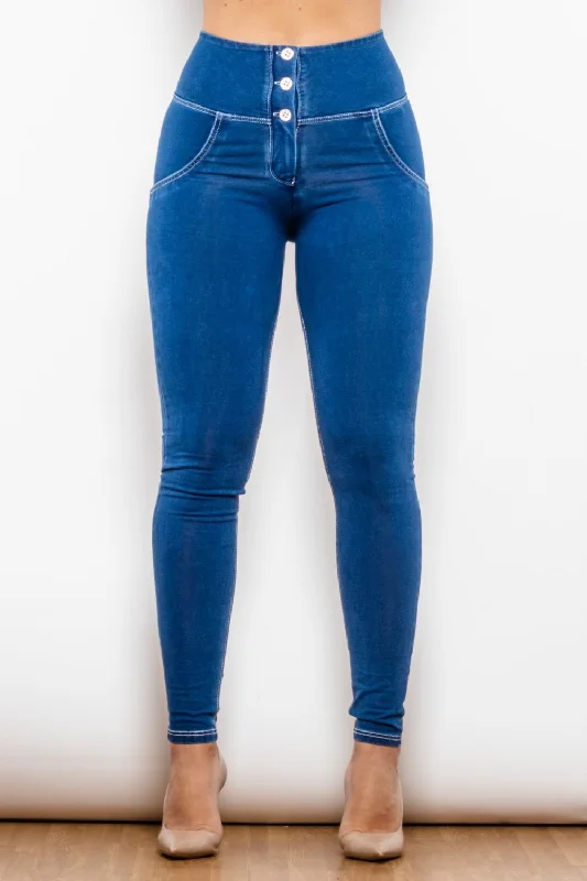 High Waist Skinny Buttoned Long Jeans Trendy Vintage Denim Jeans