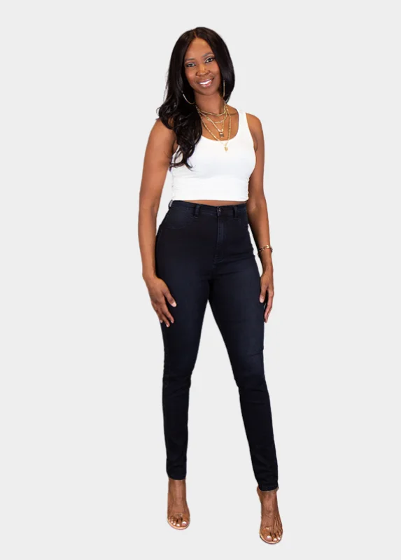 High Waist Skinny Jeans - Midnight Blue Stylish High-Waist Skinny Denim