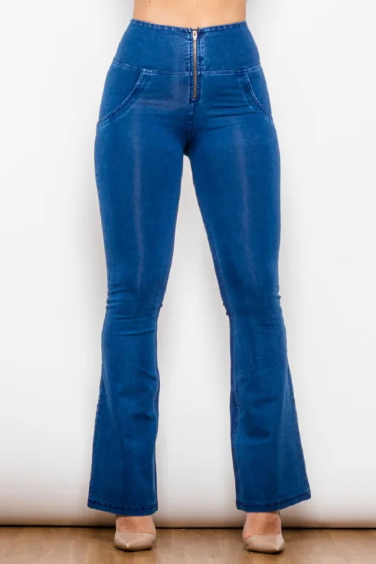 High Waist Zip Detail  Flare Long Jeans Cozy Relaxed Fit Jeans