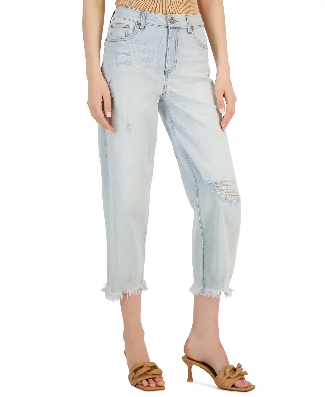 INC International Concepts Womens High Rise Ripped Cropped Wide Leg Jeans Casual Distressed Denim Jeans INC International Concepts Womens High Rise Ripped Cropped Wide Leg Jeans Casual Distressed Denim Jeans